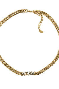 Gold chain necklace on a white background