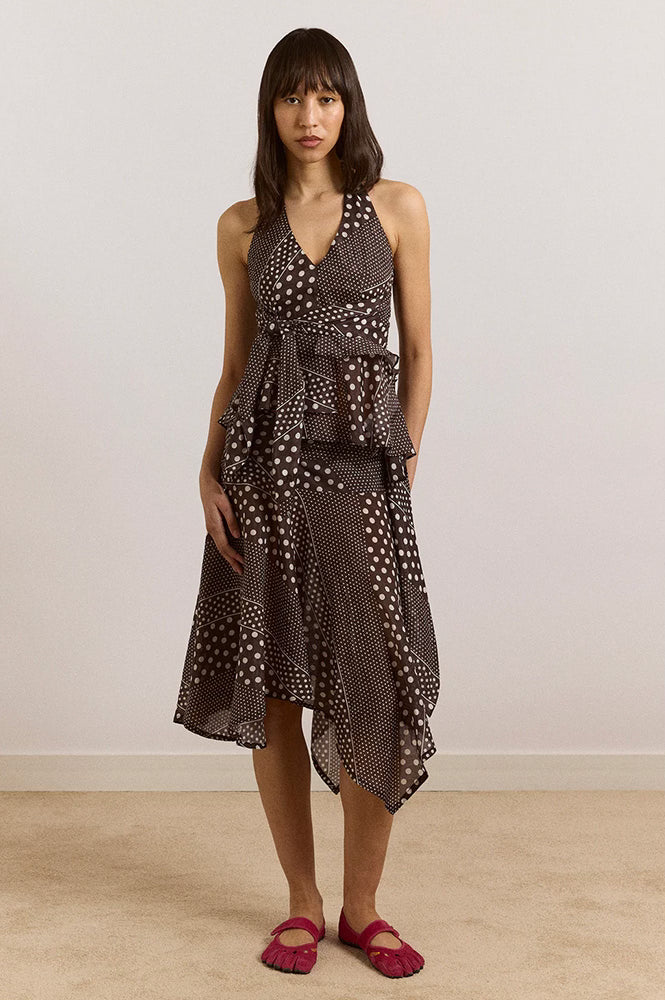 Damson Madder Leandra Spot Stripe Halter Cami - The Mercantile London