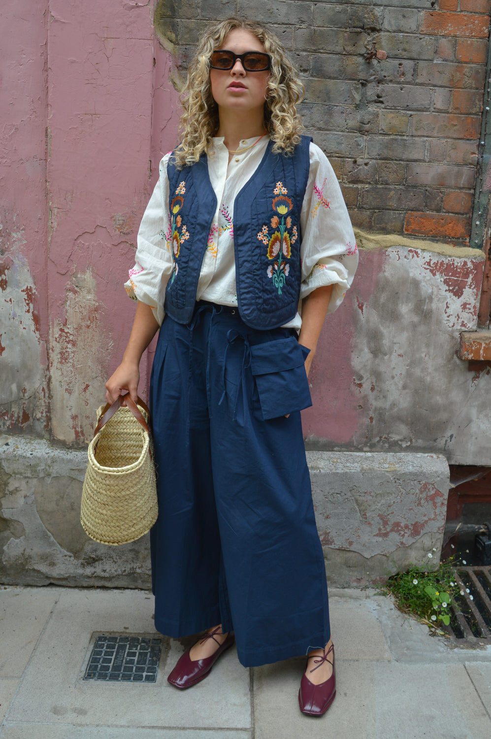 Lolly's Laundry Mist Dark Blue Vest - The Mercantile London