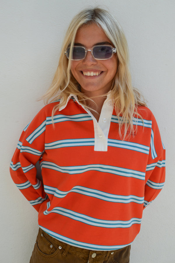 The Tiny Big Sister Red Striped Sweatshirt