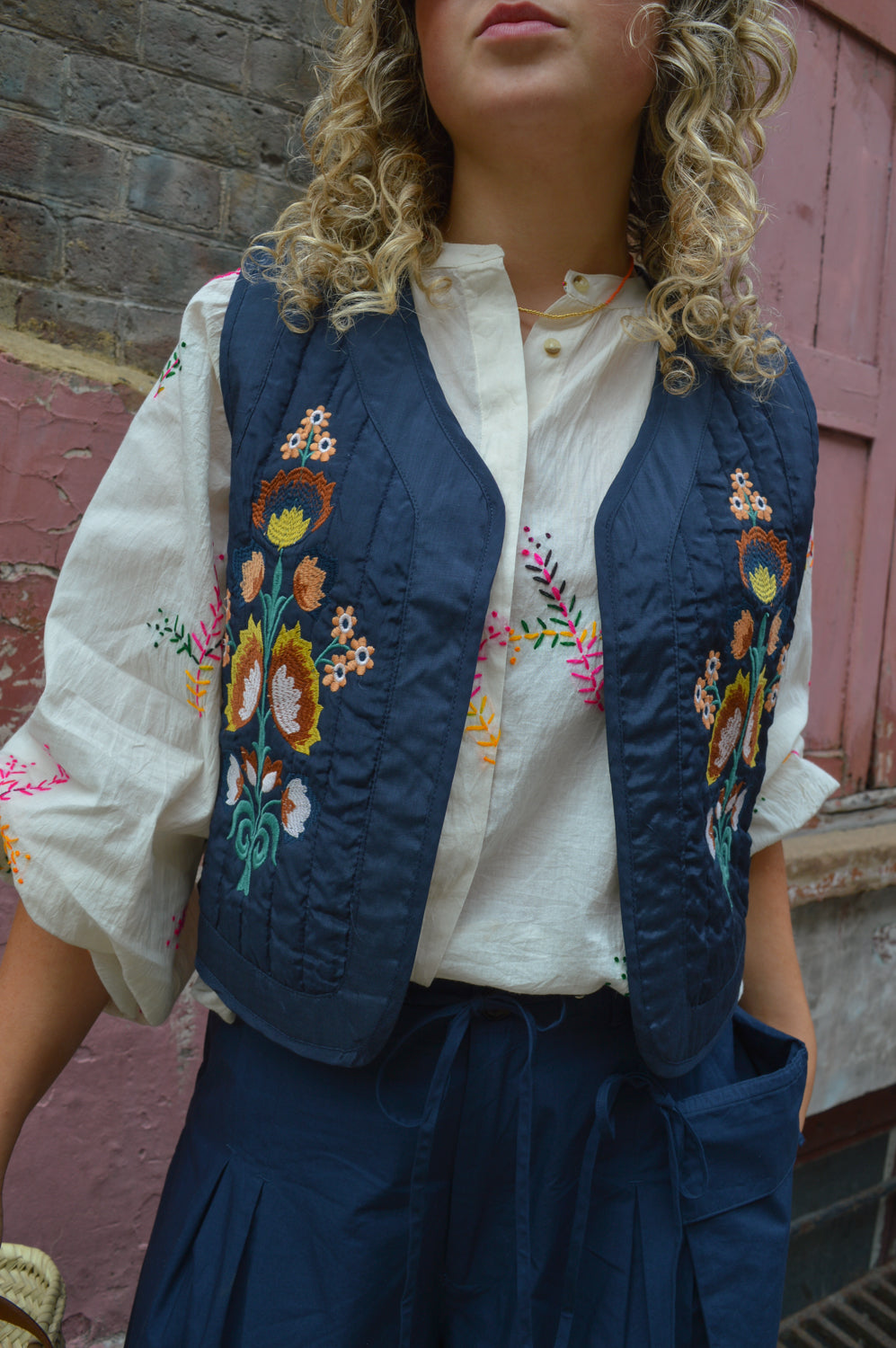 Lolly's Laundry Mist Dark Blue Vest - The Mercantile London