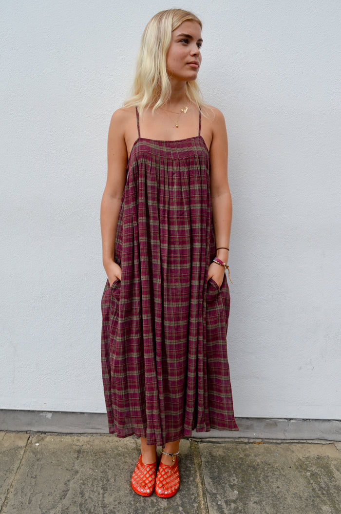 Amente Check Pleated Cami Dress - The Mercantile London
