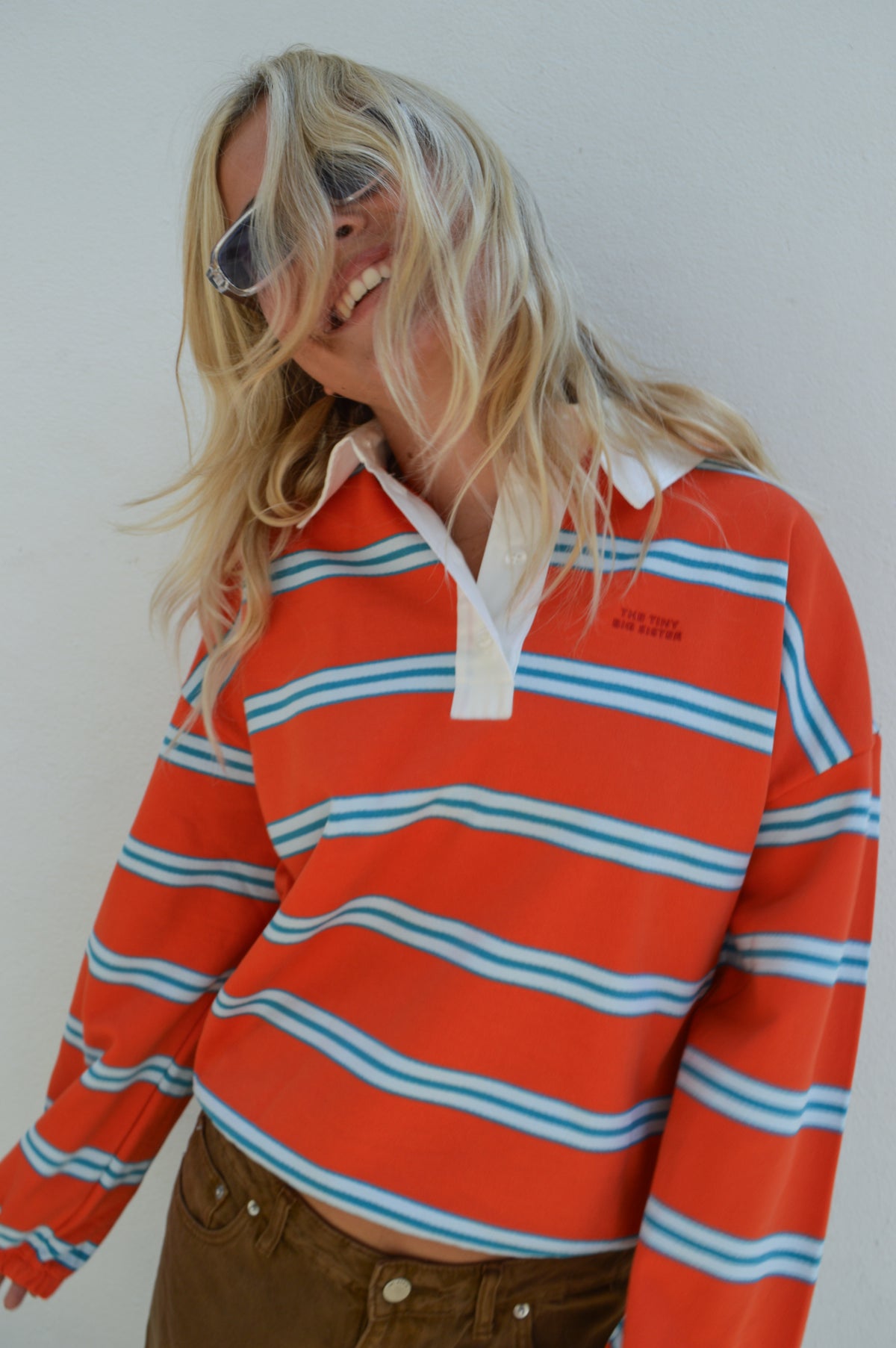 The Tiny Big Sister Red Striped Sweateshirt