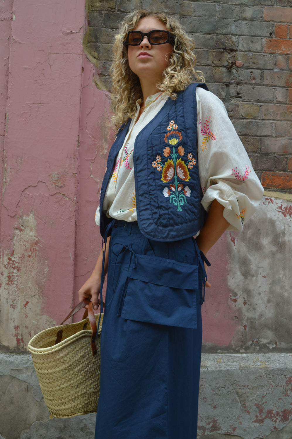 Lolly's Laundry Mist Dark Blue Vest - The Mercantile London