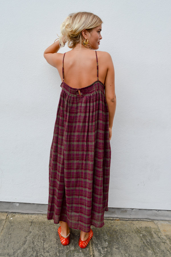 Amente Check Pleated Cami Dress - The Mercantile London