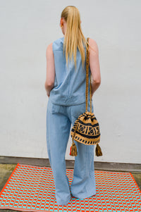 FRNCH Colza Striped Denim Sleeveless Vest - The Mercantile London