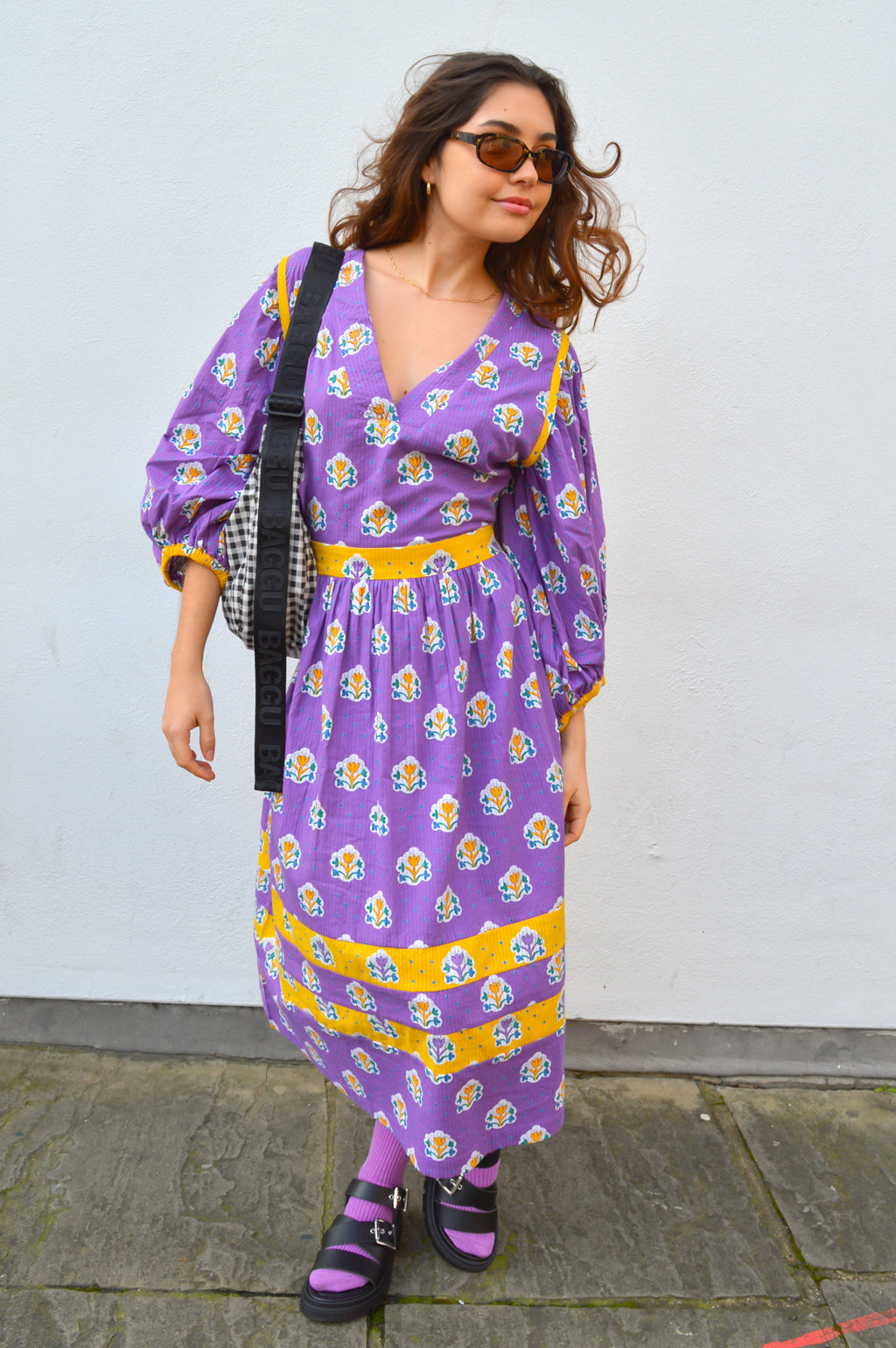 Lowie Les Indiennes Balloon Sleeve Lavender Dress - The Mercantile London