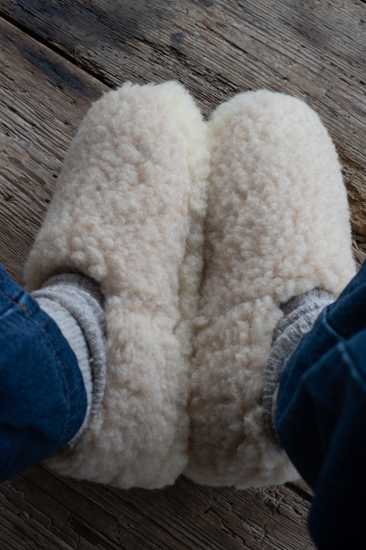 YOKO Wool Beige Natural Slippers - The Mercantile London