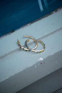 B.M.L Ginette Rainbow Stone Hoop Earrings - The Mercantile London