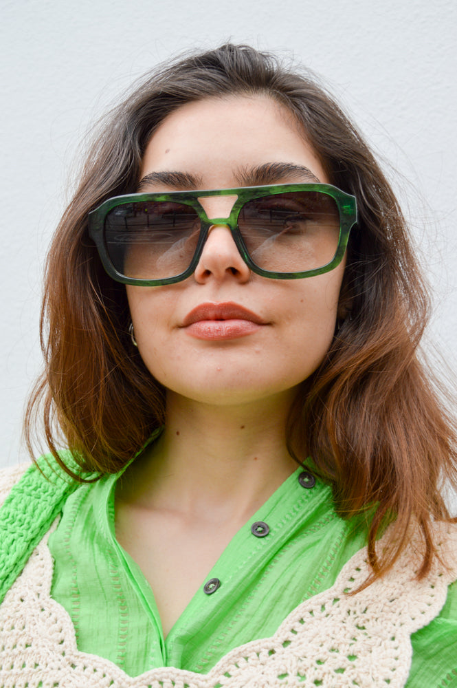 A. Kjærbede Kaya Green Marble Transparent Sunglasses - The Mercantile London