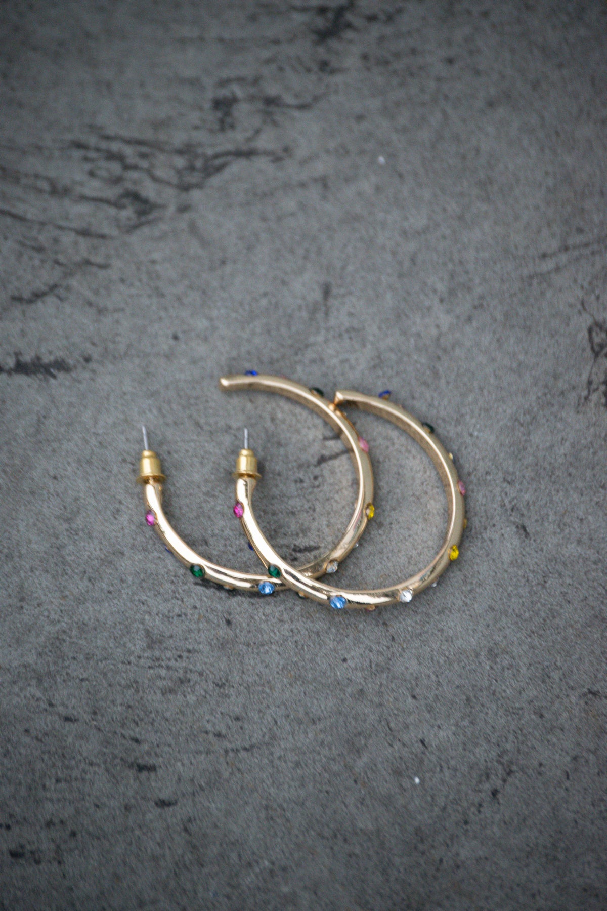 B.M.L Ginette Rainbow Stone Hoop Earrings - The Mercantile London