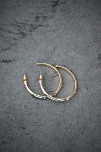 B.M.L Ginette Rainbow Stone Hoop Earrings - The Mercantile London