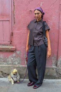 Object Sanja Grey Melange Wide Leg Trousers