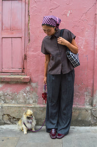 Object Sanja Grey Melange Wide Leg Trousers