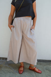 Artisans Of Humanity Beige Cropped Linen Culottes