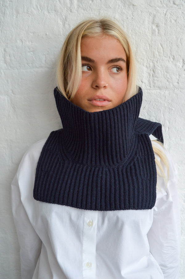 Soeur Gad Navy Ribbed High Collar - The Mercantile London