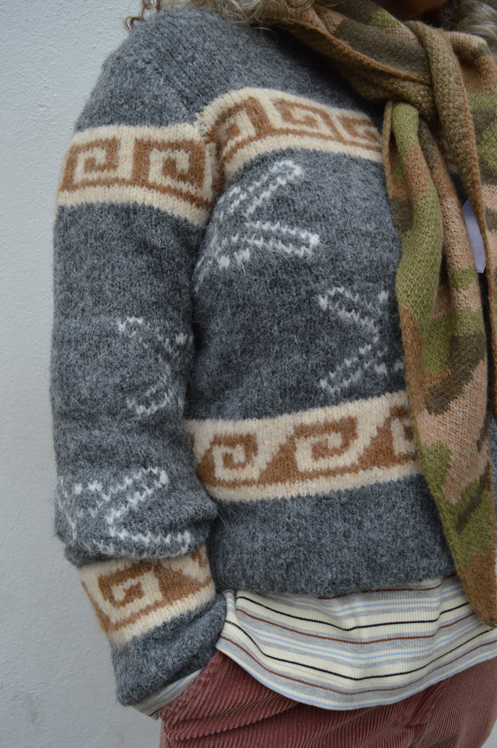 Object Galia Intarsia Knit Cardigan - The Mercantile London