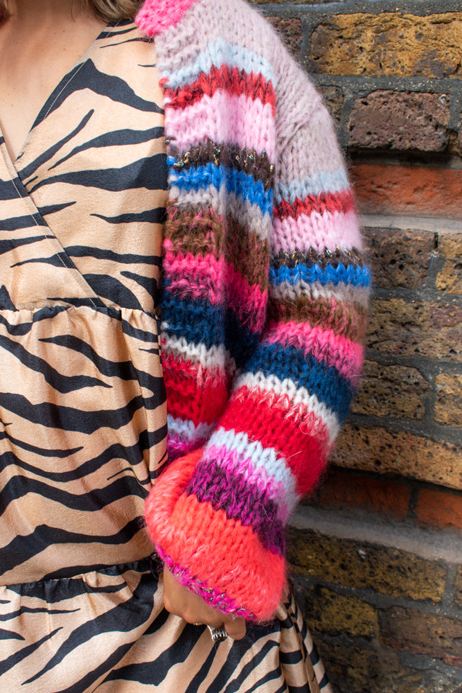 Dawn x Dare Gabi Multi Fuchsia Knit Cardigan - The Mercantile London