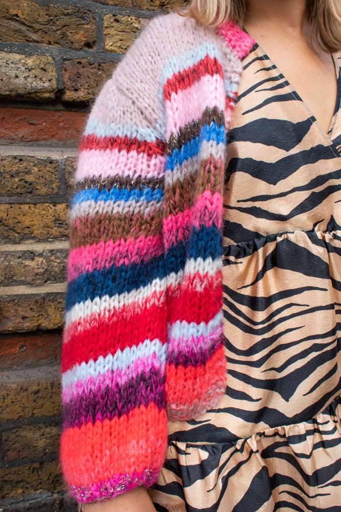 Dawn x Dare Gabi Multi Fuchsia Knit Cardigan - The Mercantile London