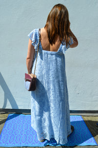 Lolly's Laundry Milan Dusty Blue Lace Midi Dress - The Mercantile London
