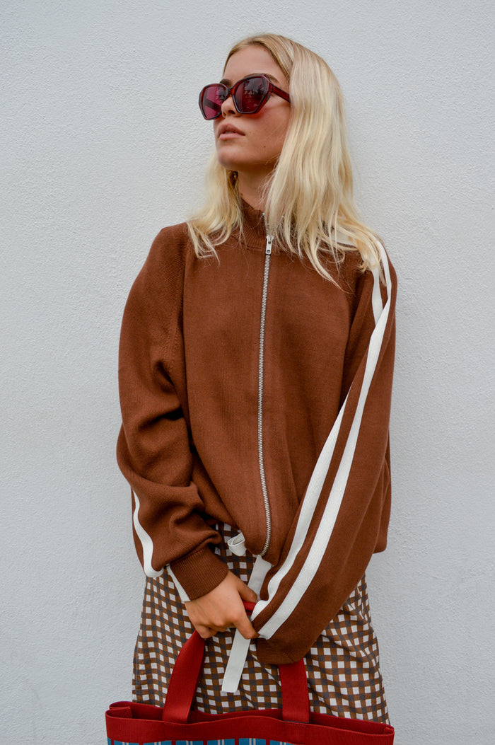 Bellerose Angik Coffee Zip Up Cardigan - The Mercantile London