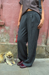 Object Sanja Grey Melange Wide Leg Trousers
