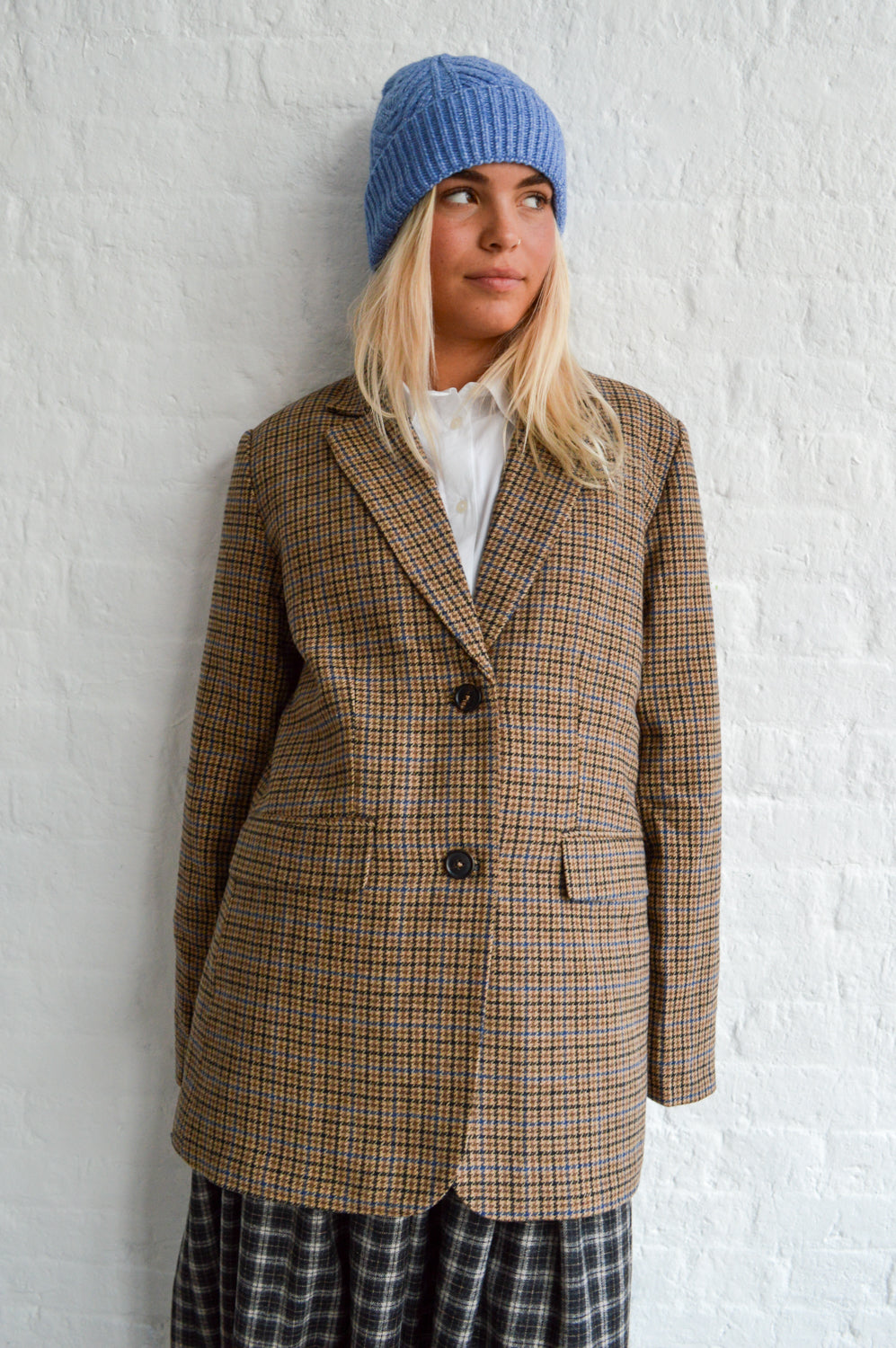 Nice Things Harris Check Blazer And Scarf - The Mercantile London