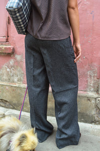 Object Sanja Grey Melange Wide Leg Trousers
