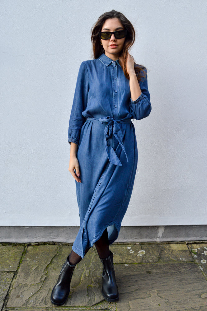 Numph Pileaski Dark Blue Denim Dress - The Mercantile London