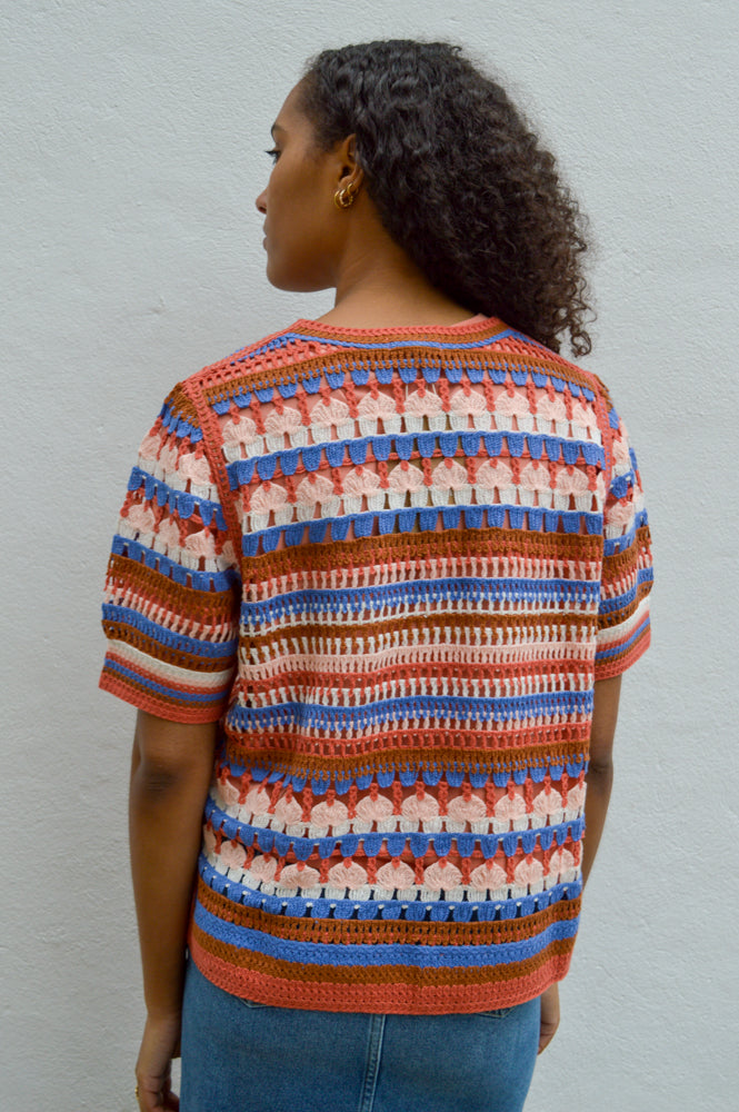 Yerse Multicolour Tile Crochet Sweater - The Mercantile London
