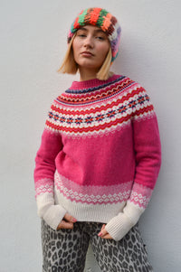 Lowie Caerphilly Fairisle Jumper in Pink - The Mercantile London