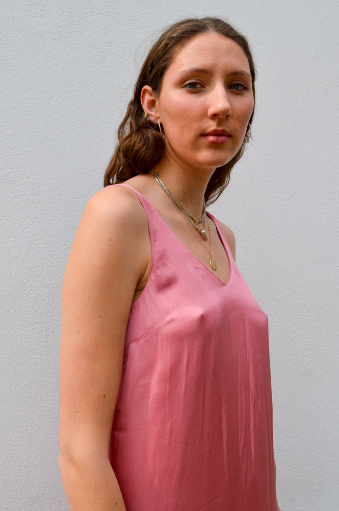 Yerse Sateen Camisole Pink Dress - The Mercantile London