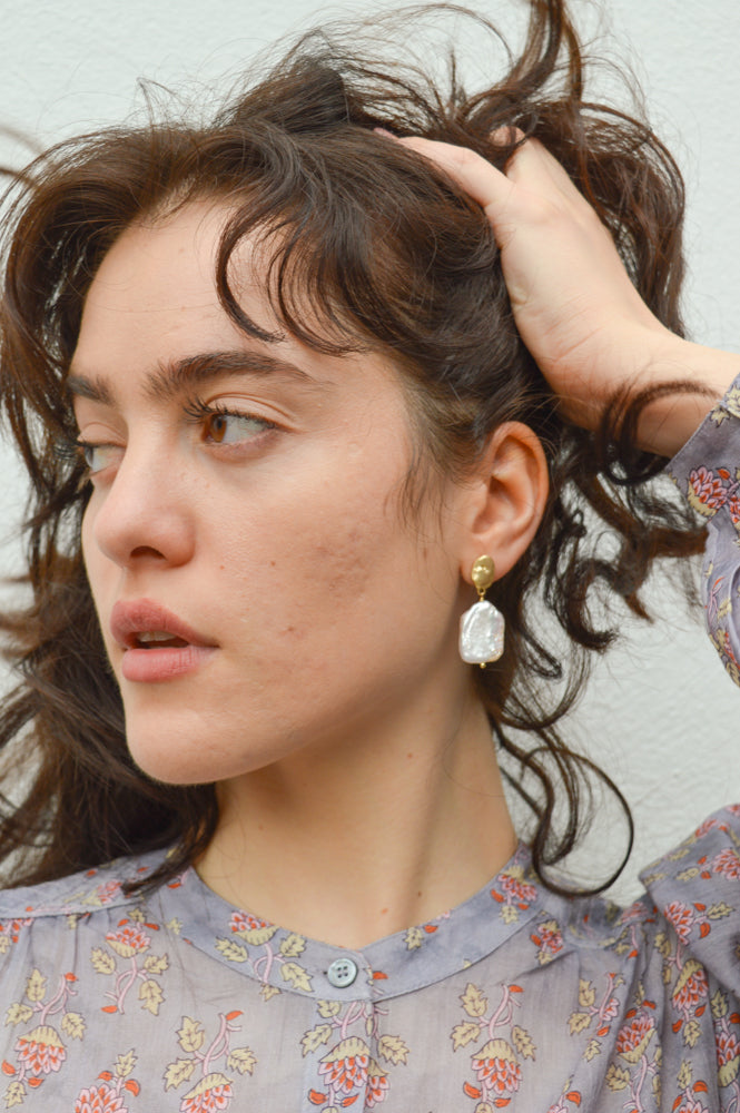 SUN Molten Freshwater Pearl Earrings - The Mercantile London