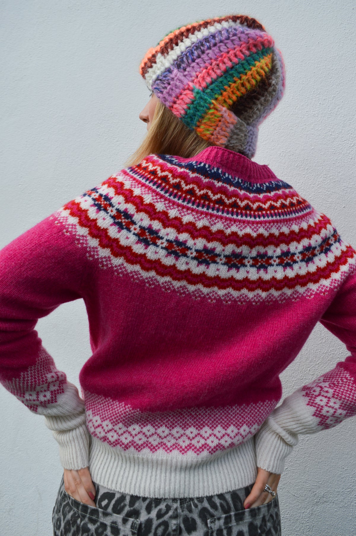 Lowie Caerphilly Fairisle Jumper in Pink - The Mercantile London