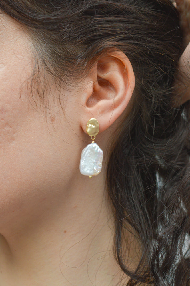SUN Molten Freshwater Pearl Earrings - The Mercantile London