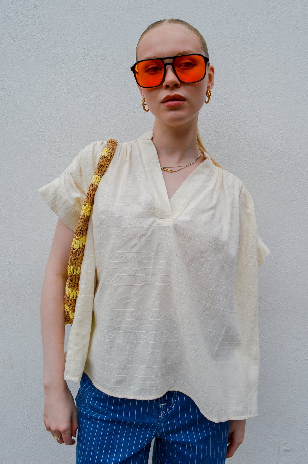 FRNCH Lalla Cream Blouse - The Mercantile London