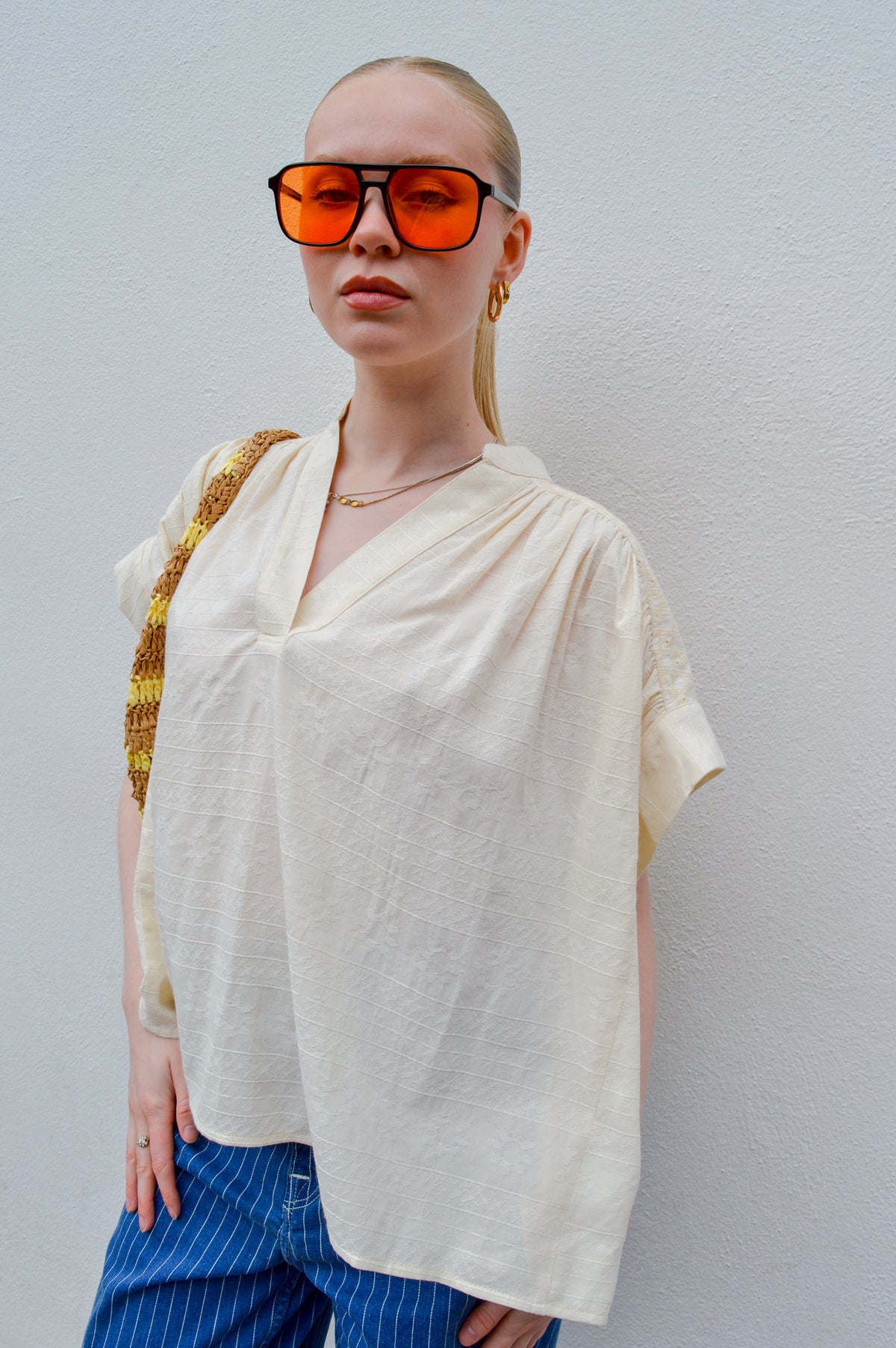 FRNCH Lalla Cream Blouse - The Mercantile London