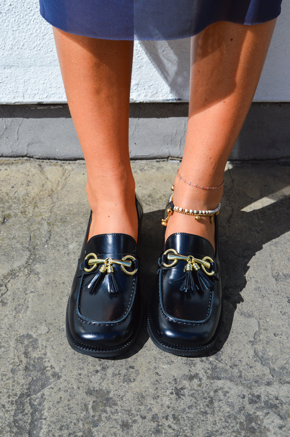 Bukela Blaze Abrasivato Black Heeled Loafers - The Mercantile London