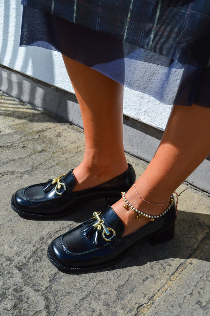 Bukela Blaze Abrasivato Black Heeled Loafers - The Mercantile London