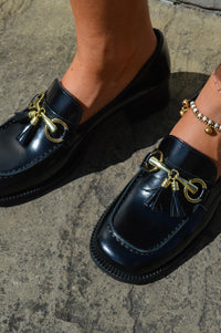 Bukela Blaze Abrasivato Black Heeled Loafers - The Mercantile London