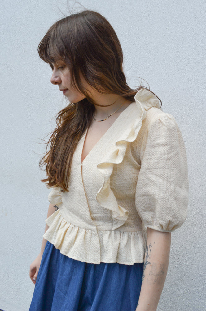 FRNCH Louanne Creme Blouse - The Mercantile London