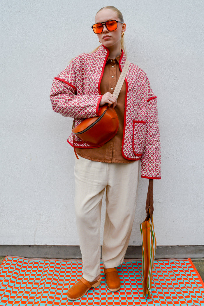 ICHI Linno Ecru Barrel Leg Trousers - The Mercantile London