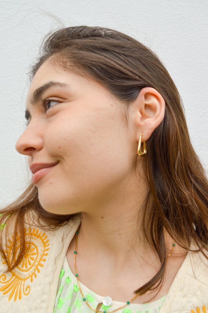 White Triangle Gold Earring - The Mercantile London