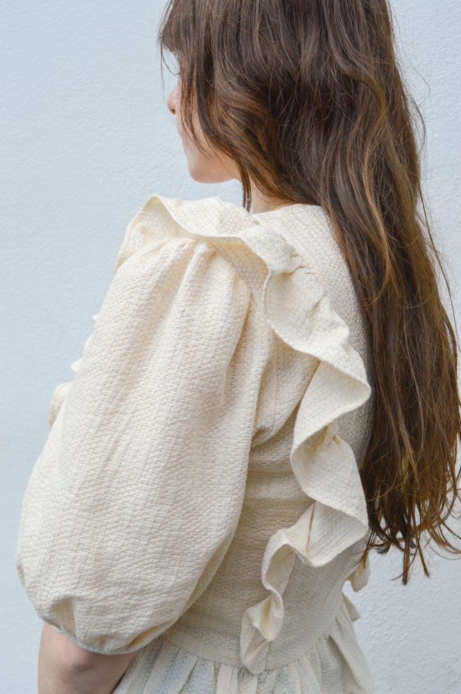FRNCH Louanne Creme Blouse - The Mercantile London