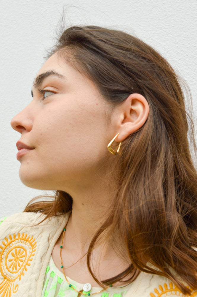 White Triangle Gold Earring - The Mercantile London