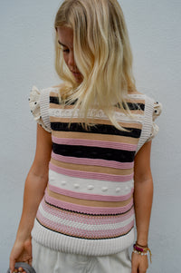 Object Arja Striped Knitted Vest - The Mercantile London