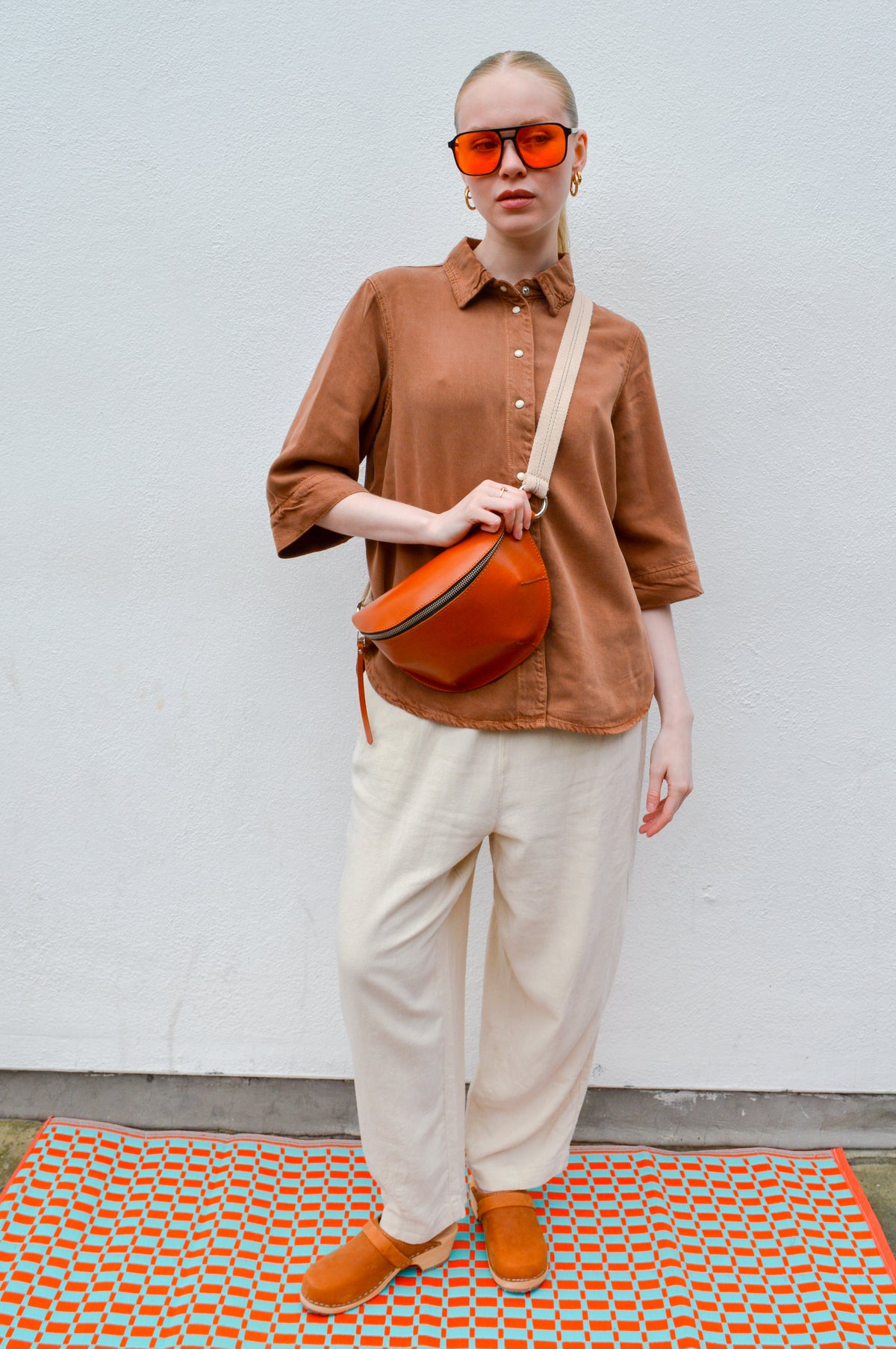 ICHI Linno Ecru Barrel Leg Trousers - The Mercantile London