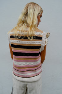 Object Arja Striped Knitted Vest - The Mercantile London