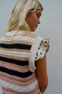 Object Arja Striped Knitted Vest - The Mercantile London