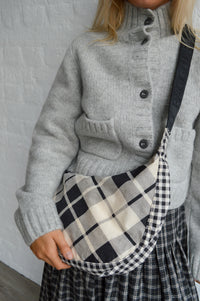 Baggu Medium Nylon Mixed Plaid Crescent Bag - The Mercantile London
